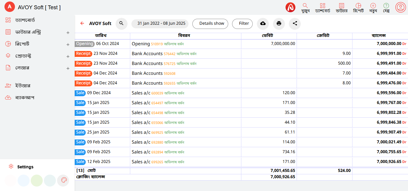Ledger Report multiuser feature avoylenden