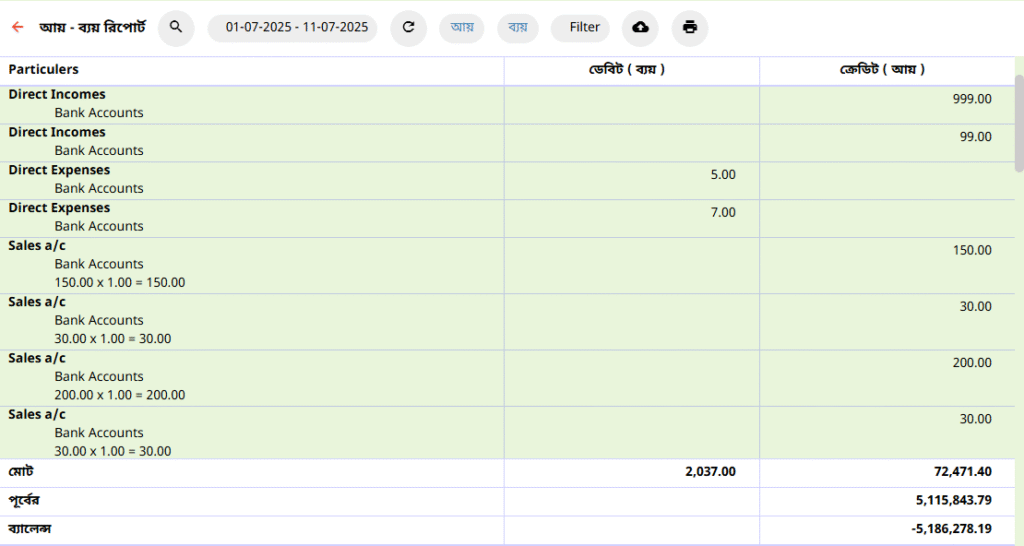 incomes-expense report avoylenden accounting software
